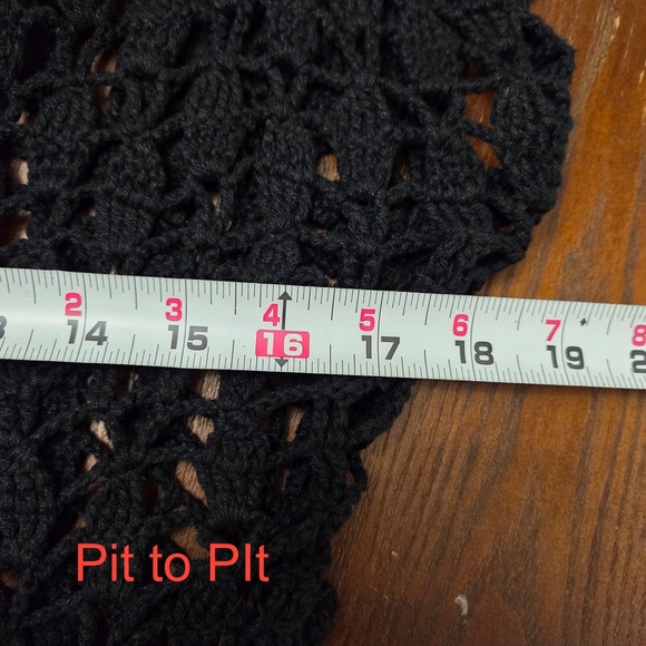 Y2k Say What? Open Knit crochet style black short sleeve cardigan size Medium - Picture 5 of 7